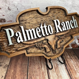 Personalized Western Family / Ranch / Farm Sign - Name Signs Carved Custom Wooden Last Name Established Anniversary Gifts Couple Wood