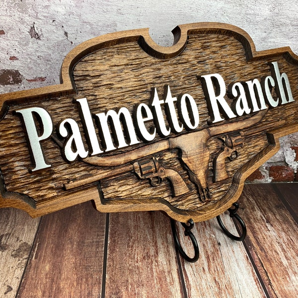 Personalized Western Family / Ranch / Farm Sign - Name Signs Carved Custom Wooden Last Name Established Anniversary Gifts Couple Wood