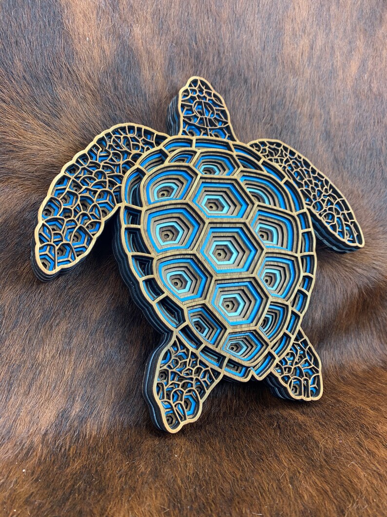Sea Turtle Layered Wall Art - Turtle Sign Wedding Gift for Her Gift for ...