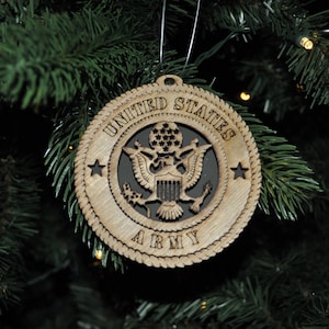 Military Ornaments - Army Air Force Marine Navy Wood Plaque Sign Christmas Gift Military United States US Custom Carved Wooden Service Gift