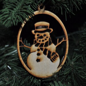 Schneemann Ornament - Holzverzierung Weihnachtsgeschenk US Custom geschnitztes Geschenk aus Holz