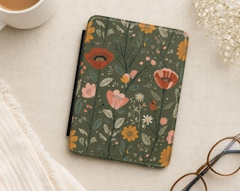 Funda para Kindle con diseño floral botánico y estampado de pradera de flores silvestres
