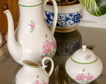 Service à café Wiinblad Romance Rosenthal Bjorn • Service à café vintage en porcelaine allemande à fleurs roses
