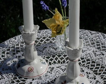 Lot de 2 bougeoirs Petite Fleur Villeroy Boch • Ensemble de bougeoirs vintage en porcelaine