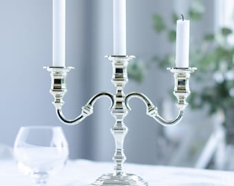 Chandelier vintage à 3 branches en métal argenté | Centre de table Mid-Century