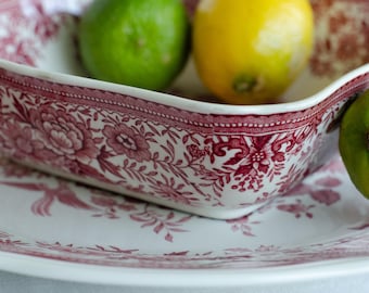 Ensemble hôte Villeroy Boch Fasan | Plat à gâteau et bol de service en transfert de couleur rouge vintage