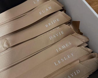 Personalized Wedding Ribbon, Satin Chair Decor, Custom Name Bride Groom Seating