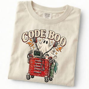 Code Boo Shirt, Spooky Nurse Shirt, Ghost Nurse Shirt, Nurse Halloween Gift, Comfort Colors Nurse, Retro Spooky Nurse, ICU Nurse Halloween