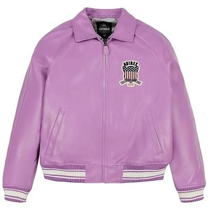 Men’s Avirex Light Purple Authentic Cowhide Leather Icon Jacket - Handmade American Flight Bomber Jacket