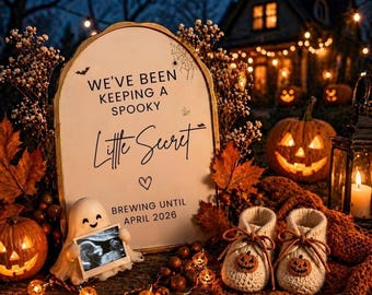 Halloween Pregnancy Announcement Digital, Spooky Baby Reveal, Editable Canva Template, October Baby Announcement for Social Media, Canva