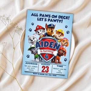 Editable Paw-ty Birthday Invitation Template, Kids Party Invitation, Puppy Patrol Pup Boys & Girls Bday, Digital Download
Editable Paw-ty Birthday Invitation Template, Kids Party Invitation, Puppy Patrol Pup Boys & Girls Bday, Digital Download
Editable Paw-ty Birthday Invitation Template, Kids Party Invitation, Puppy Patrol Pup Boys & Girls Bday, Instant Download