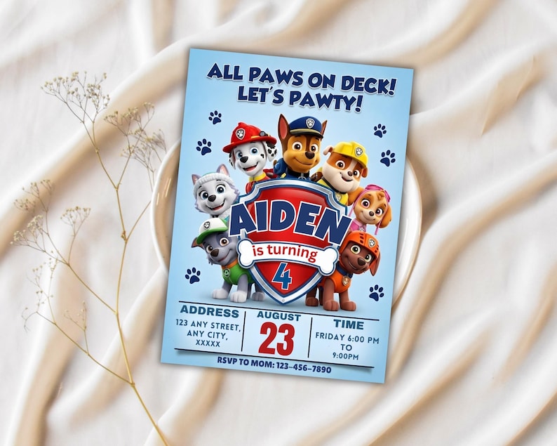 Editable Paw-ty Birthday Invitation Template, Kids Party Invitation, Puppy Patrol Pup Boys & Girls Bday, Digital Download
Editable Paw-ty Birthday Invitation Template, Kids Party Invitation, Puppy Patrol Pup Boys & Girls Bday, Digital Download
Editable Paw-ty Birthday Invitation Template, Kids Party Invitation, Puppy Patrol Pup Boys & Girls Bday, Instant Download