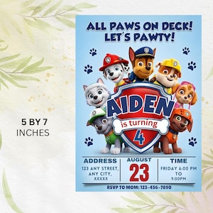 Editable Paw-ty Birthday Invitation Template, Kids Party Invitation, Puppy Patrol Pup Boys & Girls Bday, Digital Download
Editable Paw-ty Birthday Invitation Template, Kids Party Invitation, Puppy Patrol Pup Boys & Girls Bday, Digital Download
Editable Paw-ty Birthday Invitation Template, Kids Party Invitation, Puppy Patrol Pup Boys & Girls Bday, Instant Download