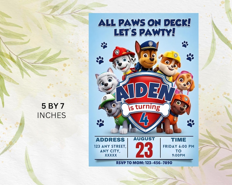 Editable Paw-ty Birthday Invitation Template, Kids Party Invitation, Puppy Patrol Pup Boys & Girls Bday, Digital Download
Editable Paw-ty Birthday Invitation Template, Kids Party Invitation, Puppy Patrol Pup Boys & Girls Bday, Digital Download
Editable Paw-ty Birthday Invitation Template, Kids Party Invitation, Puppy Patrol Pup Boys & Girls Bday, Instant Download