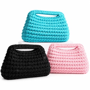 Modello facile per pochette all'uncinetto con struttura / Tutorial PDF per borsetta piccola e strutturata / Borsa Click Clack per principianti / Modello all'uncinetto (PDF)