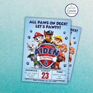 Editable Paw-ty Birthday Invitation Template, Kids Party Invitation, Puppy Patrol Pup Boys & Girls Bday, Digital Download
Editable Paw-ty Birthday Invitation Template, Kids Party Invitation, Puppy Patrol Pup Boys & Girls Bday, Digital Download
Editable Paw-ty Birthday Invitation Template, Kids Party Invitation, Puppy Patrol Pup Boys & Girls Bday, Instant Download