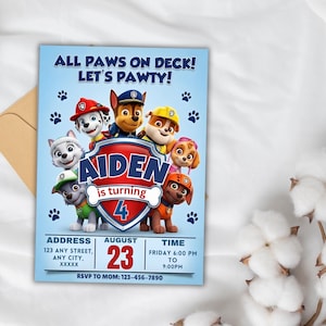 Editable Paw-ty Birthday Invitation Template, Kids Party Invitation, Puppy Patrol Pup Boys & Girls Bday, Digital Download
Editable Paw-ty Birthday Invitation Template, Kids Party Invitation, Puppy Patrol Pup Boys & Girls Bday, Digital Download
Editable Paw-ty Birthday Invitation Template, Kids Party Invitation, Puppy Patrol Pup Boys & Girls Bday, Instant Download