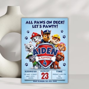 Editable Paw-ty Birthday Invitation Template, Kids Party Invitation, Puppy Patrol Pup Boys & Girls Bday, Digital Download
Editable Paw-ty Birthday Invitation Template, Kids Party Invitation, Puppy Patrol Pup Boys & Girls Bday, Digital Download
Editable Paw-ty Birthday Invitation Template, Kids Party Invitation, Puppy Patrol Pup Boys & Girls Bday, Instant Download