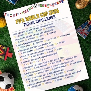 FIFA World Cup 2026 Trivia Challenge, Soccer Trivia Party Game, Watch Party Activity (Digital Download)