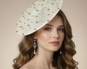 Kentucky Derby Hat, Pearl Fascinator Hat for Women, Wedding Fascinator, Tea Party Hat, Church Hat, Royal Ascot Headpiece