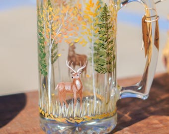 Hand Painted Pint Glass - Whitetail Deer