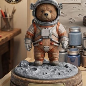 Astronautbeer STL | Maan staande 3D-print | Ruimte bureaudecoratie