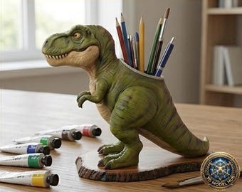 Dinosaur Pencil Holder STL | 3D Print Pen Organizer | Desk Storage | Kids Decor | Instant Download