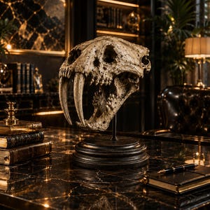 Saber Tooth Skull STL | Smilodon Fossil Decor | Prehistoric Desk Display