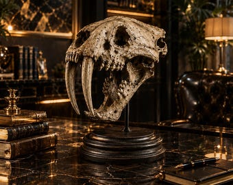 Saber Tooth Skull STL | Smilodon Fossil Decor | Prehistoric Desk Display
