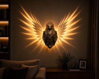 Eagle Wall Lamp STL | LED Shadow Decor | 3D Print File | Animal Home Lighting