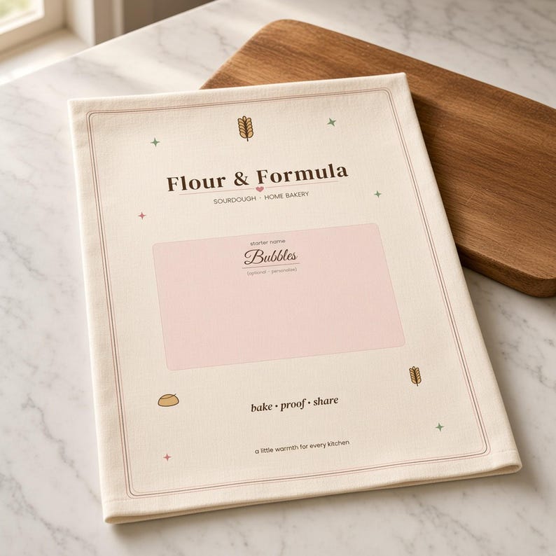 Sourdough Tea Towel Flour & Formula Typography Kitchen Towel, Starter ...
