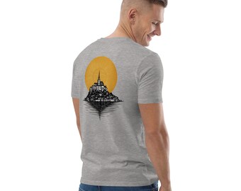 Men's Mont Saint-Michel T-Shirt | France Landmark Architecture Tee | 100% Organic Cotton Longline Medieval France Gift Shirt | Gift for Him