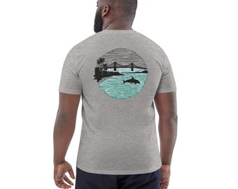 Camiseta con el horizonte de Tampa Bay, camiseta minimalista con el paisaje urbano de Florida, camiseta gráfica de la costa del Golfo, regalo de algodón orgánico para él.