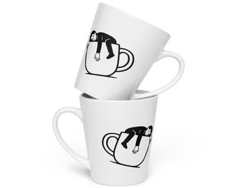 Taza de café divertida para dormir / Ilustración minimalista de un adicto a la cafeína