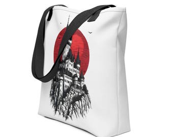 Bolso tote gótico de Transilvania, bolso de lona con el símbolo ocultista del Ouroboros, regalo con estética oscura de vampiro, accesorio de viaje para Halloween.