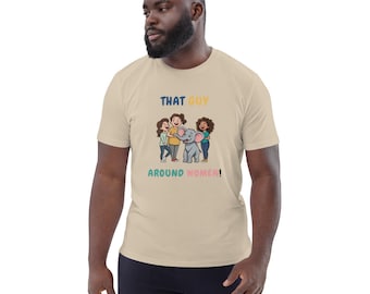 Camiseta "Ese tipo con las mujeres", camiseta divertida con estampado de elefante, camiseta sarcástica para la ansiedad social, regalo de algodón orgánico para él.