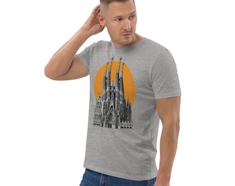 Camiseta Sagrada Familia, Camiseta gráfica de Gaudí de Barcelona, Camiseta de arquitectura modernista, Regalo de algodón orgánico para él