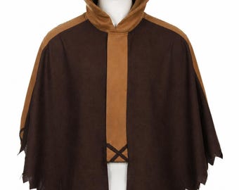 Medieval Hooded Poncho Cloak, Rustic Fantasy Cape, Viking Ranger Cosplay Outfit
