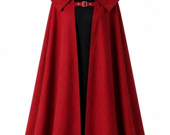 Capa roja con capucha, fantasía medieval, vampiro gótico, cosplay renacentista, bruja, mago, Halloween