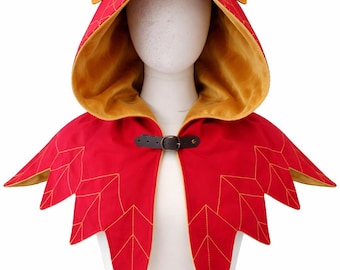 Red Dragon Hooded Capelet, Fantasy Wings, Cosplay Shawl, Anime Inspired Fashion