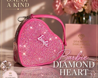 Bolso Barbie Corazón Diamante / Mini bolso rosa con pedrería / Bolso de lujo Barbiecore único / Regalo llamativo de cristal para ella
