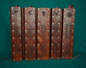 Five book A Song of Ice and Fire set with leather covers (Game of Thrones)