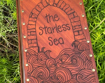 The Starless Sea by Erin Morgenstern with custom leather cover