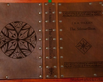 Leather covered copy of The Silmarillion by J.R.R. Tolkien