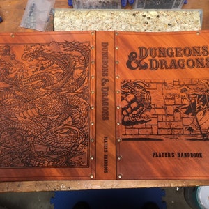 Leather cover for Dungeons and Dragons fifth edition players guide.