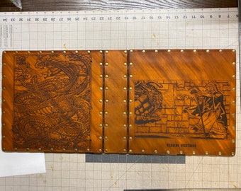 Custom 2" leather and wood binder