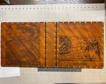Custom 2" leather and wood binder