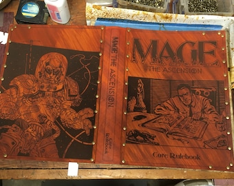 Leather cover for Mage The Ascension core rule book.