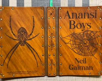 Leather covered copy of Anansi Boys by Neil Gaiman