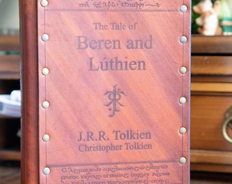 Leather covered copy of the Tale of Beren and Luthien by Tolkien